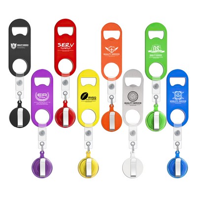 Retractable Metal Bottle Opener With Clips